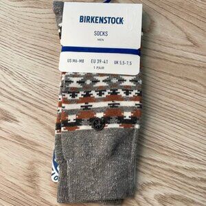 Birkenstock Men's Socks Ethno Linen Whale Gray Cotton Blend Socks NWT